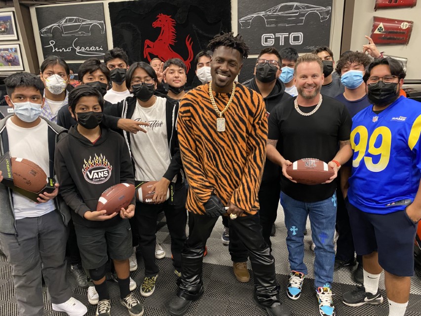Hollywood PAL Kids meet Antonio Brown and RD Whittington  before the Super Bowl